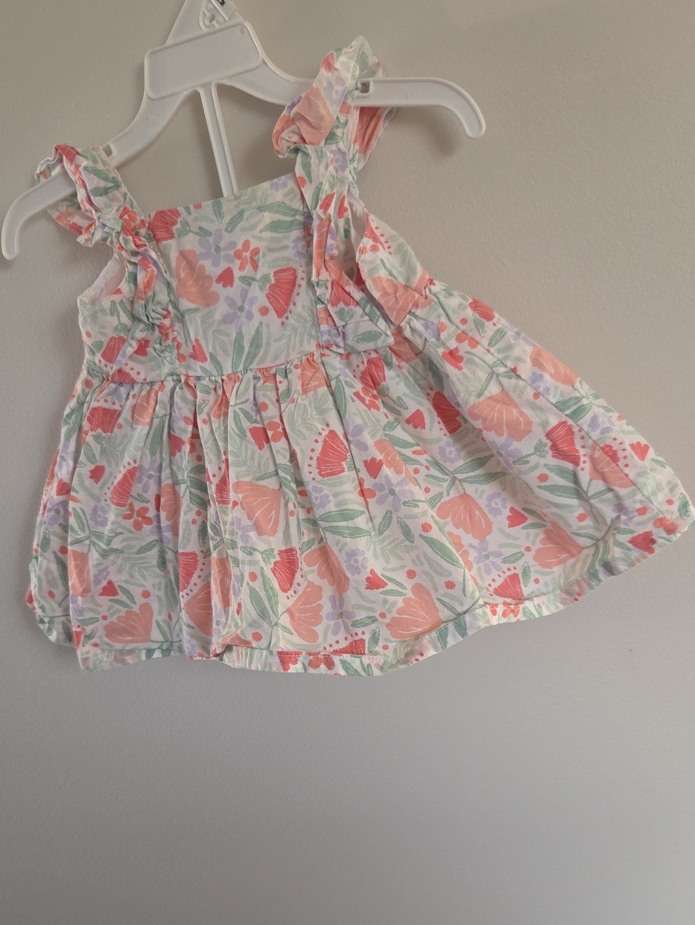 Girls Floral Ruffle Sundress - Peach & Mint